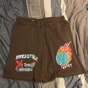 Brown graphic SHEIN M shorts